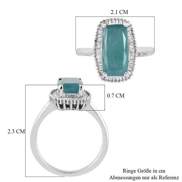 Grandidierit und Diamant Halo Ring 925 Silber Platin-&Uuml;berzug image number 7