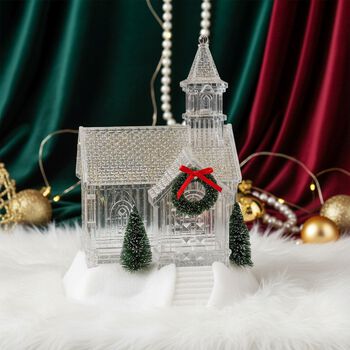 Weihnachts Deko Wasser Lampe Kirche, warmwei&szlig;es LED, Musikfunktion, 17.2 x 14 x 23 cm, Transparent, Batteriebetrieb 3 x AAA nicht enthalten