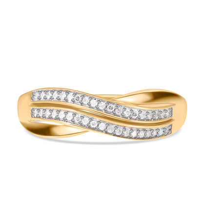 Wei&szlig;er Diamant Ring 925 Silber Gelbgold Vermeil (Gr&ouml;&szlig;e 19.00) ca. 0,19 ct