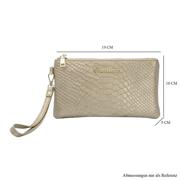 SENCILLEZ - 100% Leder Clutch, Gold image number 6