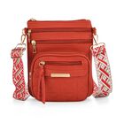 Crossbody-Tasche mit mehreren Fächern, 19x22?cm, Rot-Grau mit gemustertem Schultergurt, rot