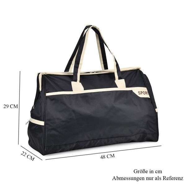 Elegante Nylon-Reisetasche mit Großem Stauraum, Größe: 48 x 22 x 29 cm, Schwarz image number 5