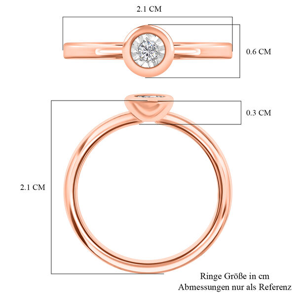 D'Joy Weißer Diamant Ring 925 Silber 750 Roségold Vermeil (Größe 17.00) image number 6