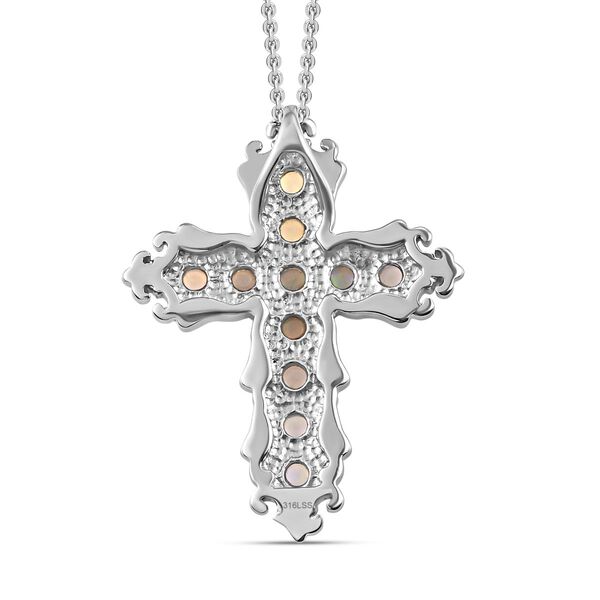 Nat&uuml;rlicher, &auml;thiopischer Welo Opal Kreuz-Anh&auml;nger mit Kette, 50 cm - 0,89 ct. image number 5