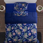 3er Set- Steppdecke und 2 Kissenbezüge mit Floralem Muster, blau und grün image number 2