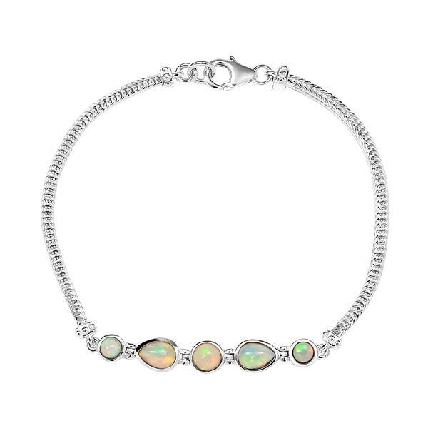 Nat&uuml;rliches, &auml;thiopisches Welo Opal-Armband, ca. 19 cm, 925 Silber ca. 1,58 ct