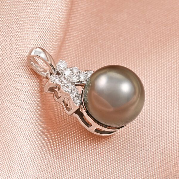 ILIANA zertifiziert und geprüft AAA Tahiti Perle und Diamant Anhänger in 750 Weißgold image number 1