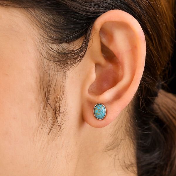 Blaue Mojave T&uuml;rkis Ohrstecker, 925 Silber ca. 2,44 ct image number 3