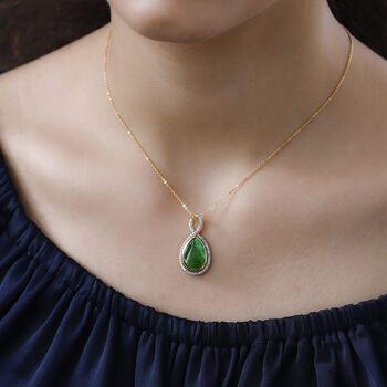 Ammolit und wei&szlig;er Zirkon Anh&auml;nger mit Kette, 925 Silber Gelbgold Vermeil ca. 4.10 ct