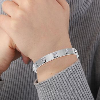 Designer Inspiriert Zirkonia Edelstahl Armreif ca. 20 cm, Silbertone