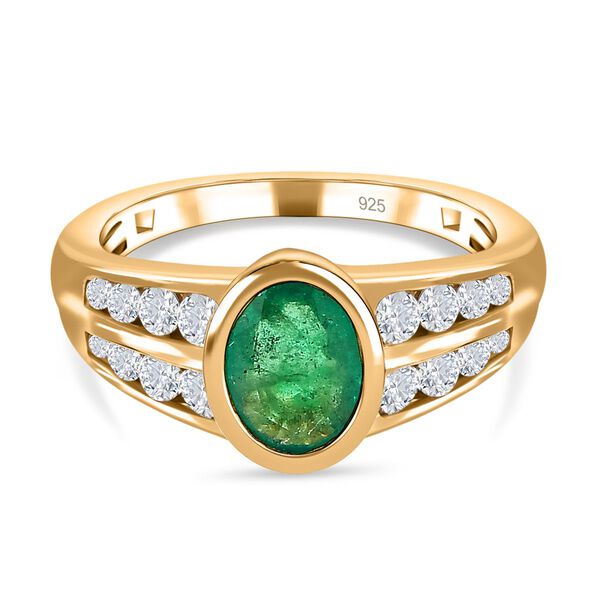 Kagem sambischer Smaragd und Zirkon-Ring - 2,05 ct.