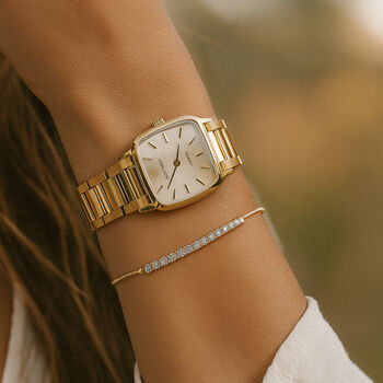 LUXURIANT SI-GH Labor Diamant 26,75cm Armband, 925 Silber 750 Gelbgold Vermeil - 1 ct.