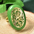Grüne Jade Ring 925 Silber vergoldet  ca. 30,00 ct image number 1