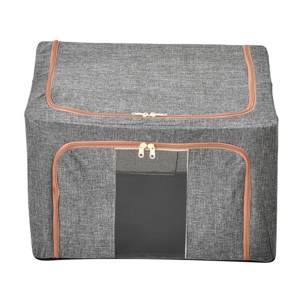 66L Stapelbare Aufbewahrungsbox mit Metallrahmen, Grau image number 0