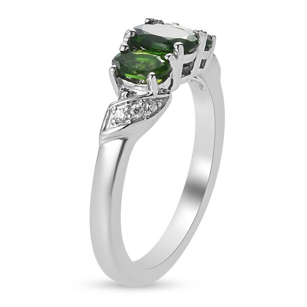 Russischer Diaopsid 3 Stein Ring 925 Silber Platin-&Uuml;berzug image number 4