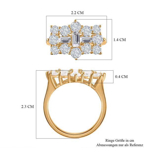 Moissanit Boot Ring in 925 Silber mit Gelbgold Vermeil - 2,15 ct. image number 7
