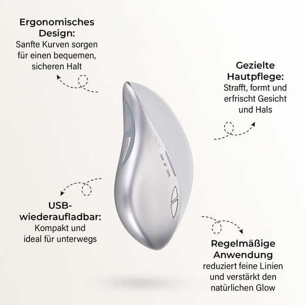 Beautech Multifunktionales Beauty-Ger&auml;t mit Lichttherapie, USB, 13,3&times;7,5&times;3,5 cm, Wei&szlig; image number 3