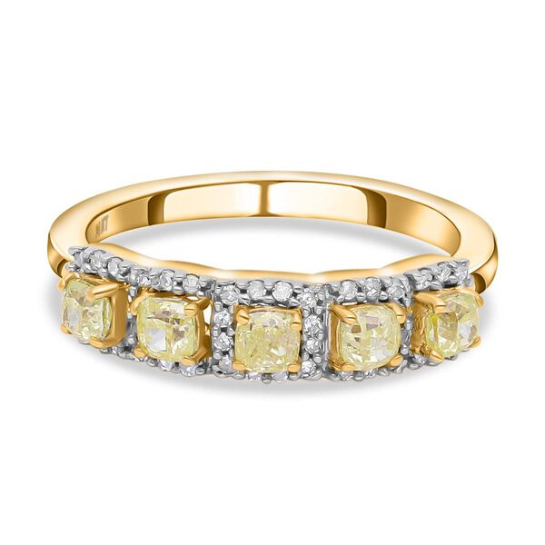 Natürlicher gelber und weißer Diamant-Ring, P1 SGL zertifiziert, 585 Gelbgold (Größe 20.00) ca. 1.00 ct image number 0
