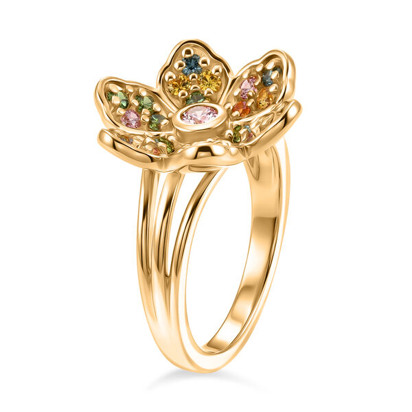 D'Joy Mehrfarbig Saphir Ring 925 Silber 750 Gelbgold vermeil (Gr&ouml;&szlig;e 18.00) ca. 1,15 ct image number 4