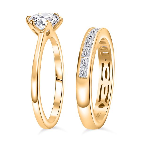 2er Set - D'joy Moissanit Ring, 925 Silber 750 Gelbgold Vermeil (Gr&ouml;&szlig;e 18.00), ca. 1.55 ct image number 5