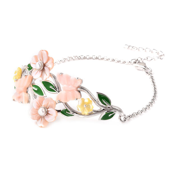 JARDIN-KOLLEKTION Mehrfarbig Perlmutt und Süßwasserzucht Perle Armband, ca. 20 cm, 925 Silber rhodiniert image number 3