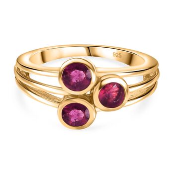 Afrikanischer Rubin (Fissure gef&uuml;llt) Ring 925 Silber vergoldet (Gr&ouml;&szlig;e 16.00) ca. 1,26 ct