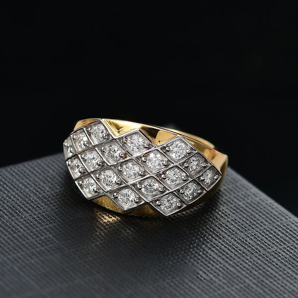 LUXURIANT SI Labor Diamant Ring, 925 Silber 750 Gelbgold Vermeil - 1 ct. image number 2