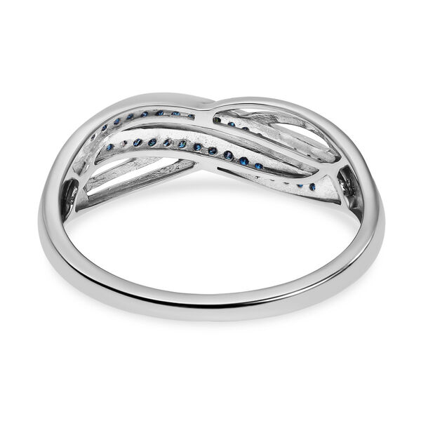 Blauer Diamant Ring, 925 Silber platiniert, (Größe 19.00) ca. 0.20 ct image number 6