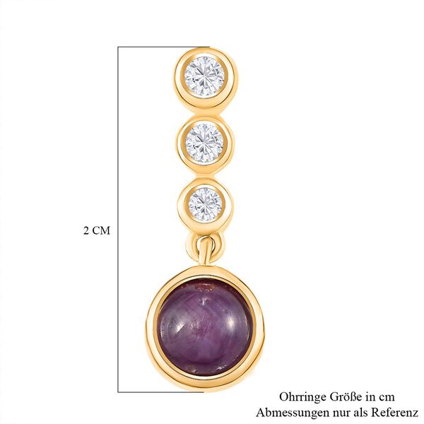 Sternrubin und Zirkon Ohrh&auml;nger in Silber, 3,40 ct. image number 6