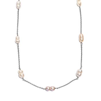 S&uuml;&szlig;wasser Perle Halskette ca. 60 cm, Reiner Edelstahl