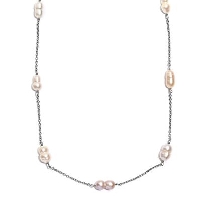 S&uuml;&szlig;wasser Perle Halskette ca. 60 cm, Reiner Edelstahl