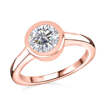 Moissanit Ring, 925 Silber 750 Ros&eacute;gold Vermeil - 1,19 ct.