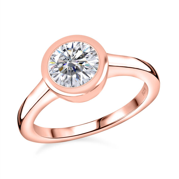Moissanit Ring, 925 Silber 750 Ros&eacute;gold Vermeil - 1,19 ct. image number 4