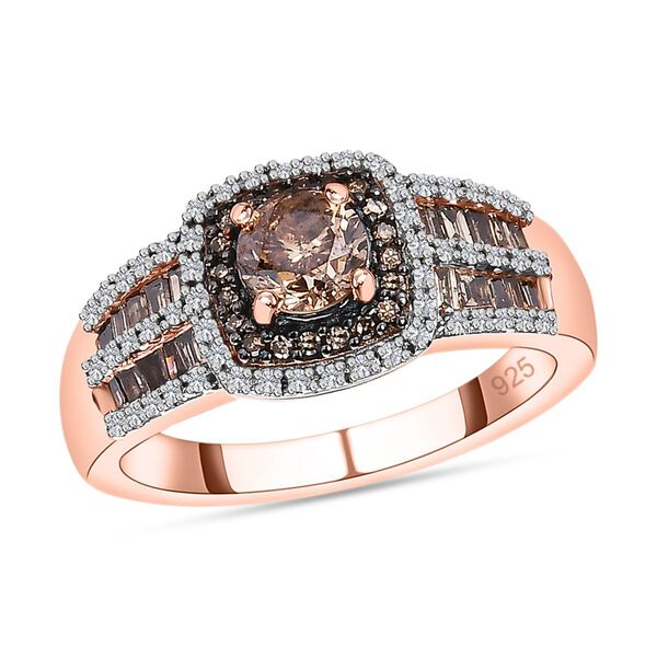 Nat&uuml;rlicher Champagner und wei&szlig;er Diamant-Ring - 1,02 ct. image number 4