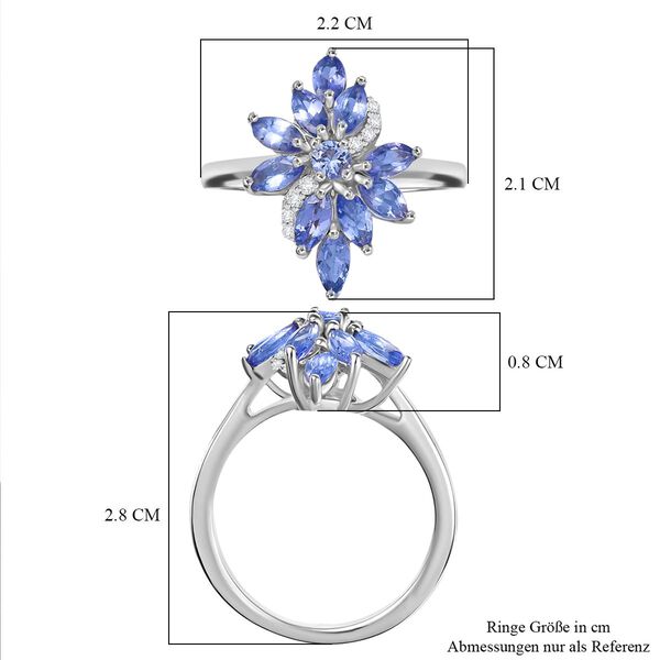 Tansanit und Moissanit floraler Ring und Ohrringe image number 14
