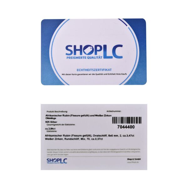 Afrikanische Rubin und wei&szlig;e Zirkon-Ohrringe, 925 Silber vergoldet ca. 3,84 ct image number 6