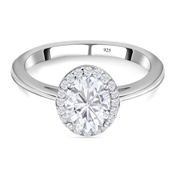 Moissanit-Ring, 925 Silber Platin (Gr&ouml;&szlig;e 16.00) ca. 1,48 ct