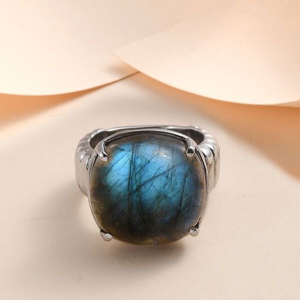 Labradorit Ring, Edelstahl (Gr&ouml;&szlig;e 16.00) ca. 14.17 ct image number 2