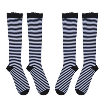 2er-Set Rei&szlig;verschluss-Socken, 38cm L&auml;nge, S/M, Schwarz-Wei&szlig;