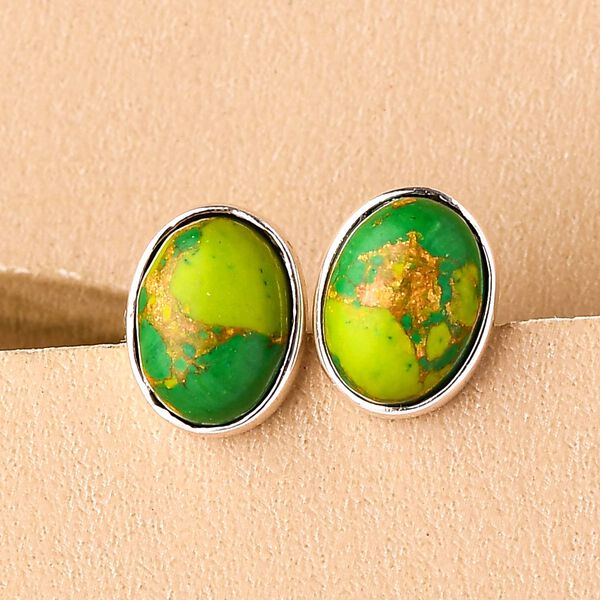 Grüne Mojave-Türkis Ohrringe, 925 Silber ca. 2,44 ct image number 2