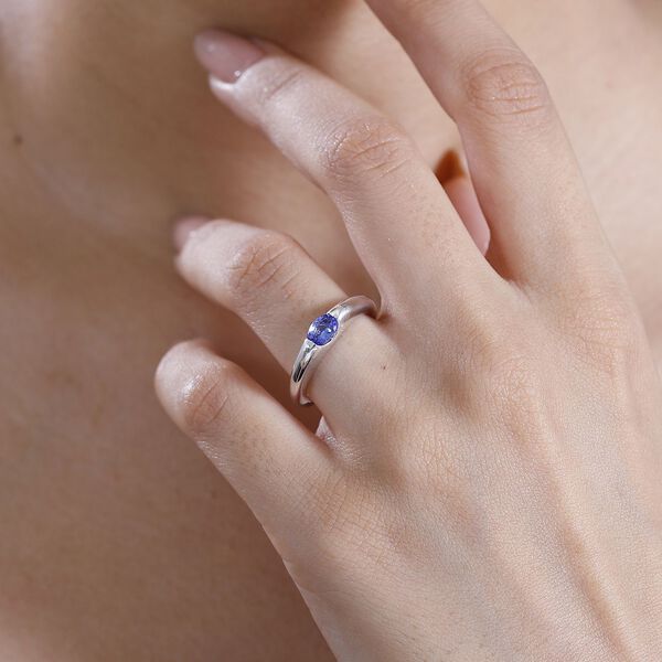 Tansanit Ring 925 Silber platiniert (Gr&ouml;&szlig;e 17.00) ca. 0,47 ct image number 2