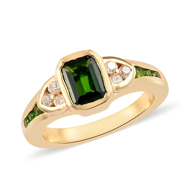 Nat&uuml;rlicher Chromdiopsid Ring 925 Silber vergoldet  ca. 1,21 ct image number 4