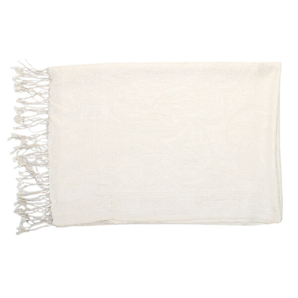 Premium Kollektion - gewebter Schal, 100% Natur Seide, Jamawar Design, 68x190 cm, Elfenbein image number 5