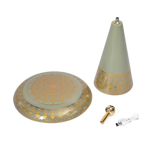 Kabellose Tischlampe mit Touch-Steuerung, Magnetdesign, Melamin, Orientalisches Muster, 23x31?cm, Grün