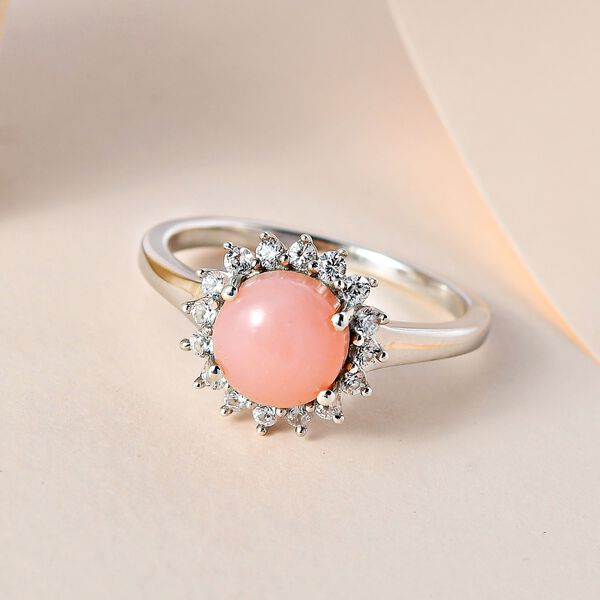 AA rosa Opal und Zirkon Ring - 2,26 ct. image number 2