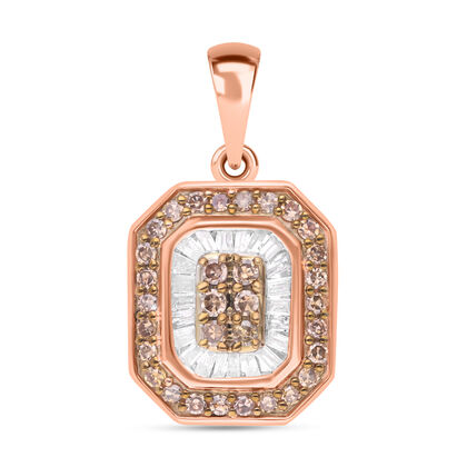 Natürlicher Champagner Diamant Anhänger 925 Silber Roségold Vermeil ca. 0.50 ct