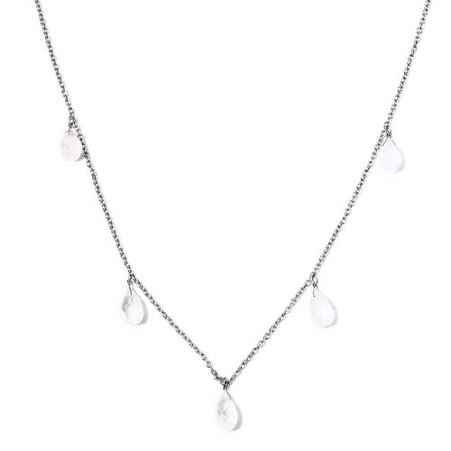 Regenbogen Mondstein Halskette 50 cm 925 Silber platiniert ca. 10,00 ct image number 0