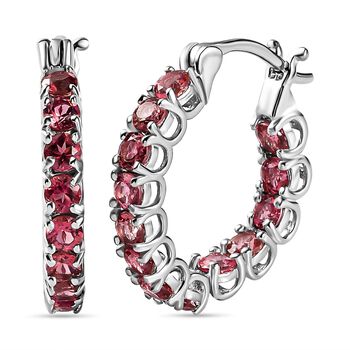 Rosa Turmalin Creolen, 925 Silber platiniert ca. 3.15 ct