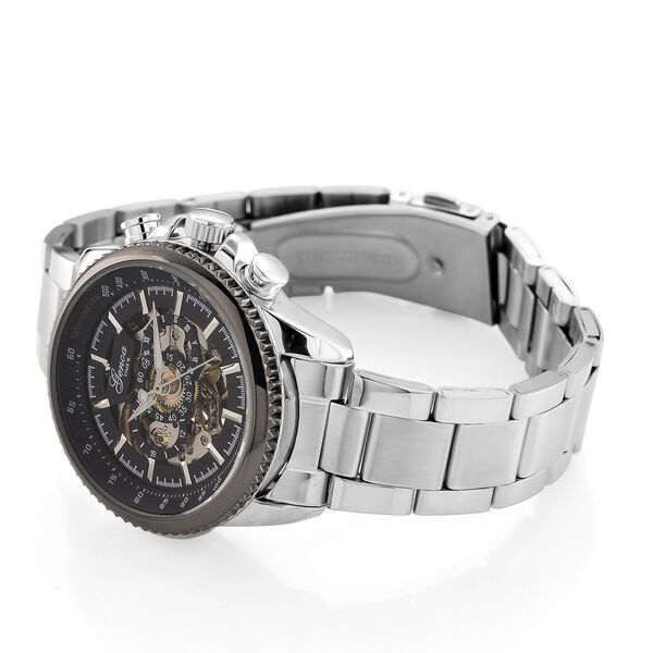 GENOA TIME - Armbanduhr Legierung, Reiner Edelstahl, bicolor, schwarz-goldfarben, Automatik, 3 ATM wasserdicht image number 5