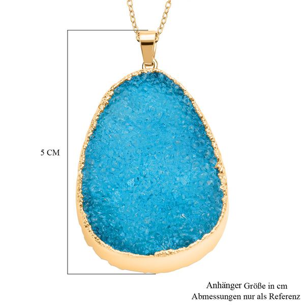 Blauer Drusy Quarz-Anhänger mit 60cm Kette - 30 ct. image number 3